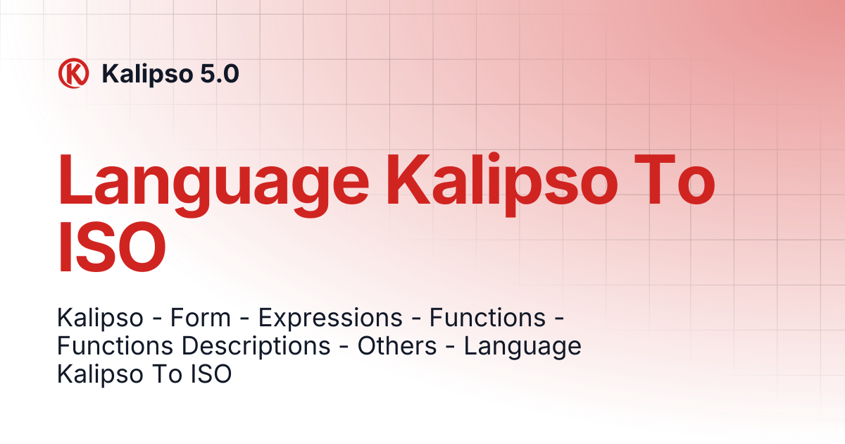 Language Kalipso To ISO | Kalipso 5.0
