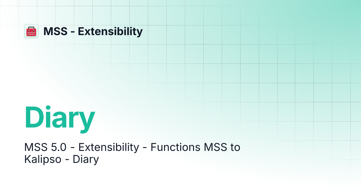 Diary | MSS - Extensibility