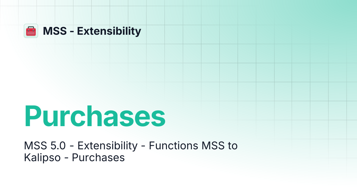 Purchases | MSS - Extensibility