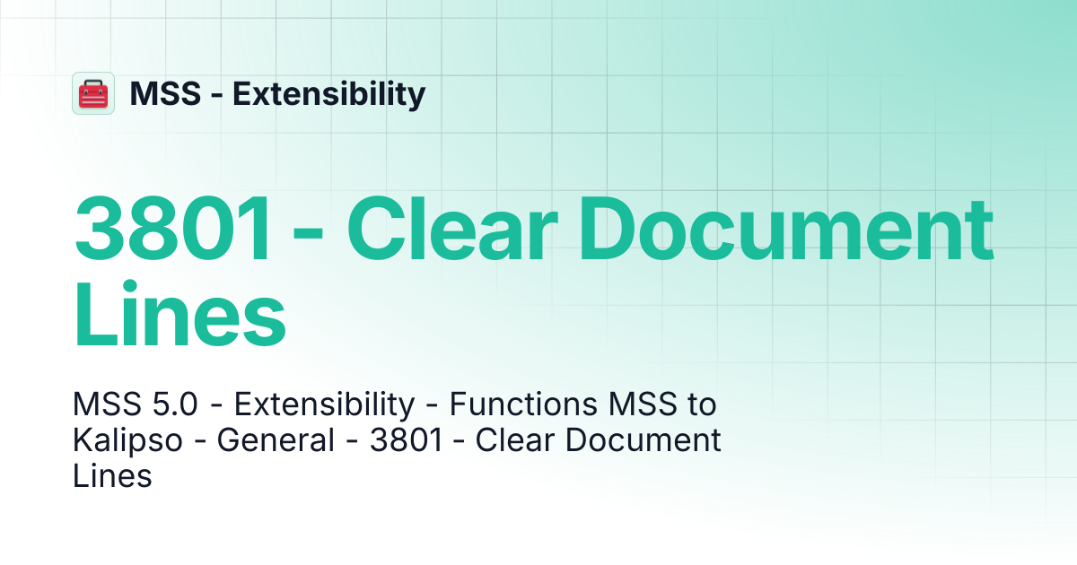 3801 - Clear Document Lines | MSS - Extensibility