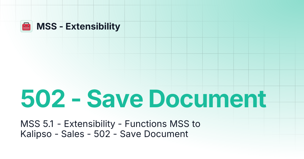 502 - Save Document | MSS - Extensibility