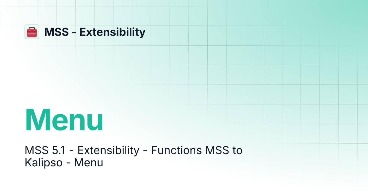 Menu | MSS - Extensibility